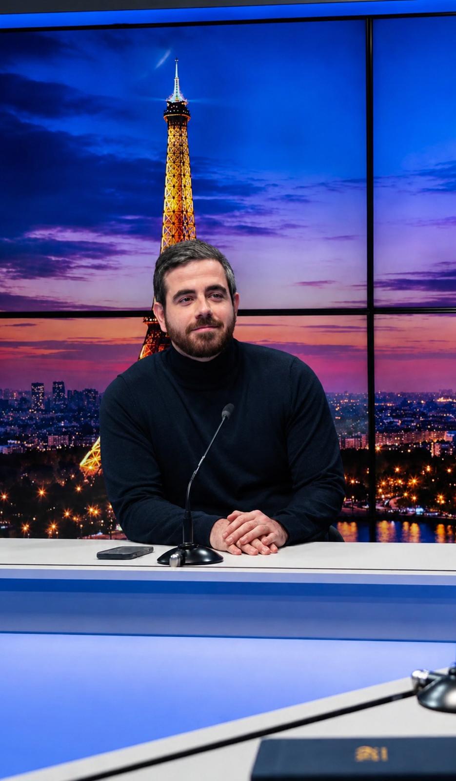 Douglas Moreau sur le plateau du Figaro TV, lors de son interview pour Le Club French Touch